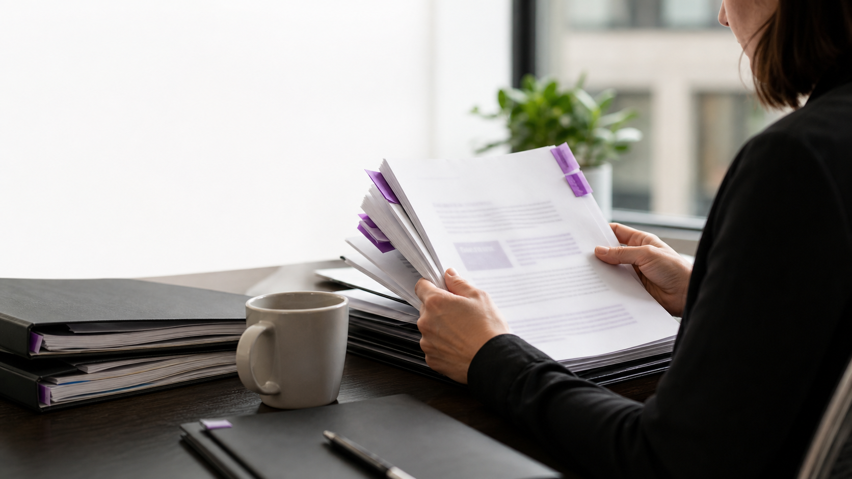Evidence files being reviewed in an independent office